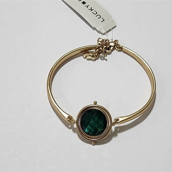 Lucky brand reversible teal and white circle brushed gold tone bracelet new!!! - Picture 4 of 5